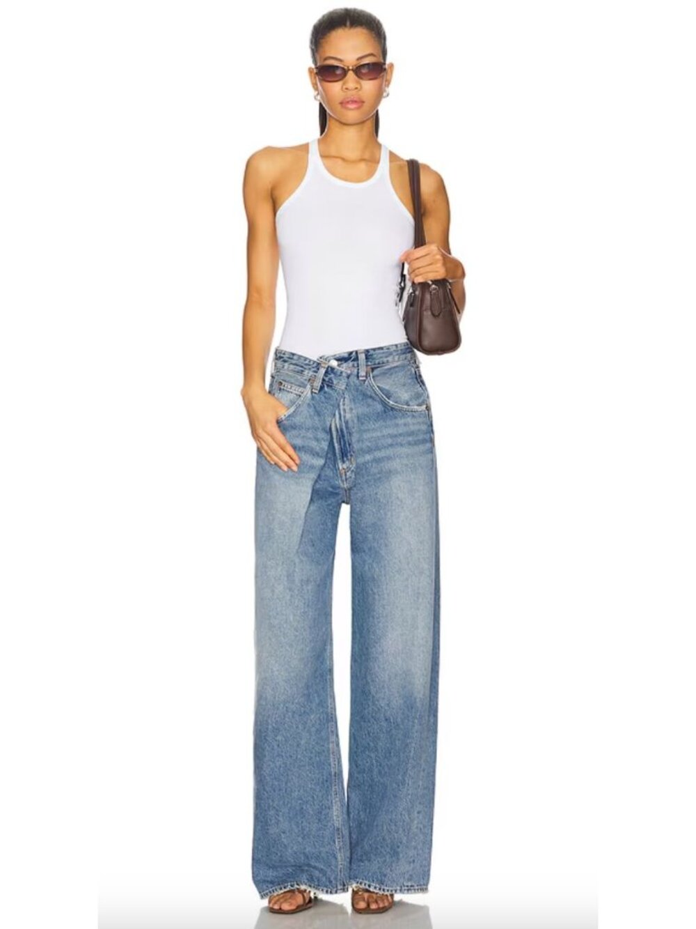 NWT Agolde Vana Criss Cross Fold Straight Leg Jeans Size 25 in Mantra Blue - Picture 2 of 7